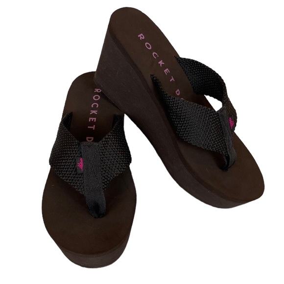 Rocket Dog Brown Platform Wedge Flip Flop Sandal - Picture 1 of 13